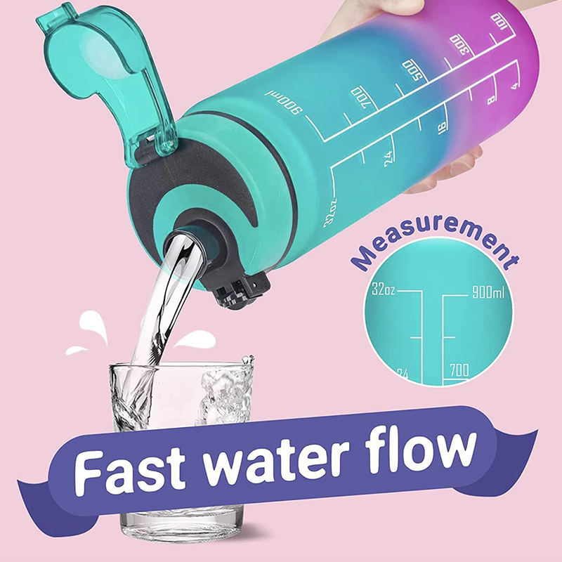 In Stock Leakproof BPA Free Drinking Water Bottle with Time Marker