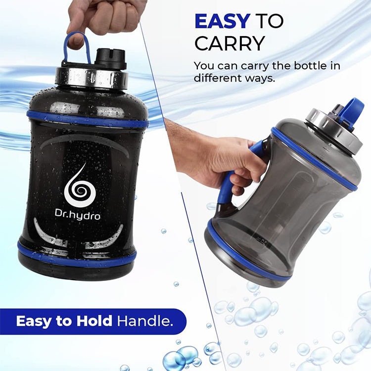 Large Capacity Water Bottle 2.2L Plastic Sports Bottle for Outdoor Fitness, Running and Fitness Training with Handle