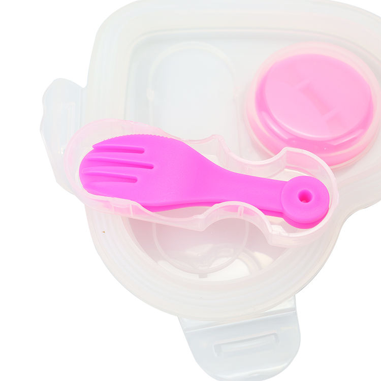 Silicone Bento Container BPA Free Food Storage Organizer Leakproof Heart Shape Lunch Box With Fork and Spoon