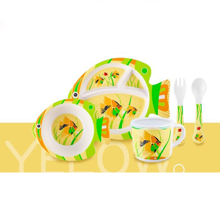 BPA Free Biodegradable Children Bamboo Fiber Dinner Set