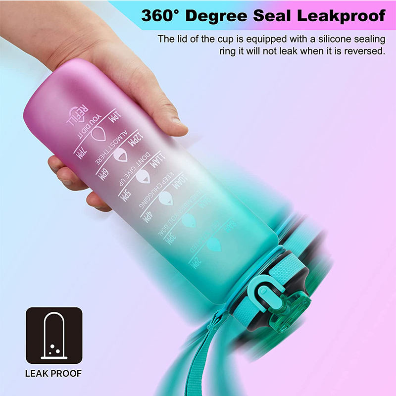 Taizhou Custom Logo 32oz 1L Portable Workout Gym Sports Waterbottle Motivational Drink Watee Water Bottle with Straw Time Marker