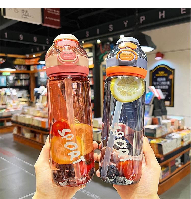 2024 Garrafa De Agua Esportiva Plastic Sport Fruit Water Bottle With Straw