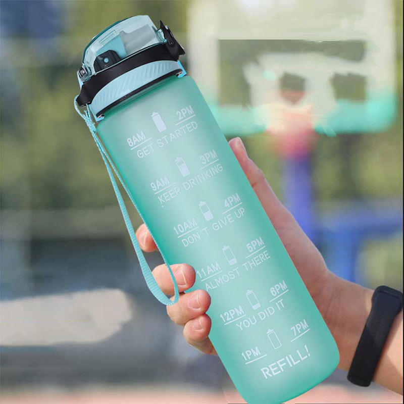 1L Motivational Water Bottle with Time Marker & Straw Leakproof Tritan BPA Free Plastic Water Bottle