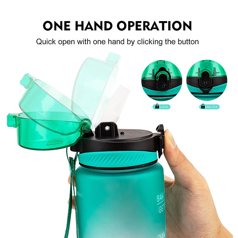 32 64oz Motivational Frosted Time Marked Plastic Gym Water Bottle 500ml 700 ml 1000ml