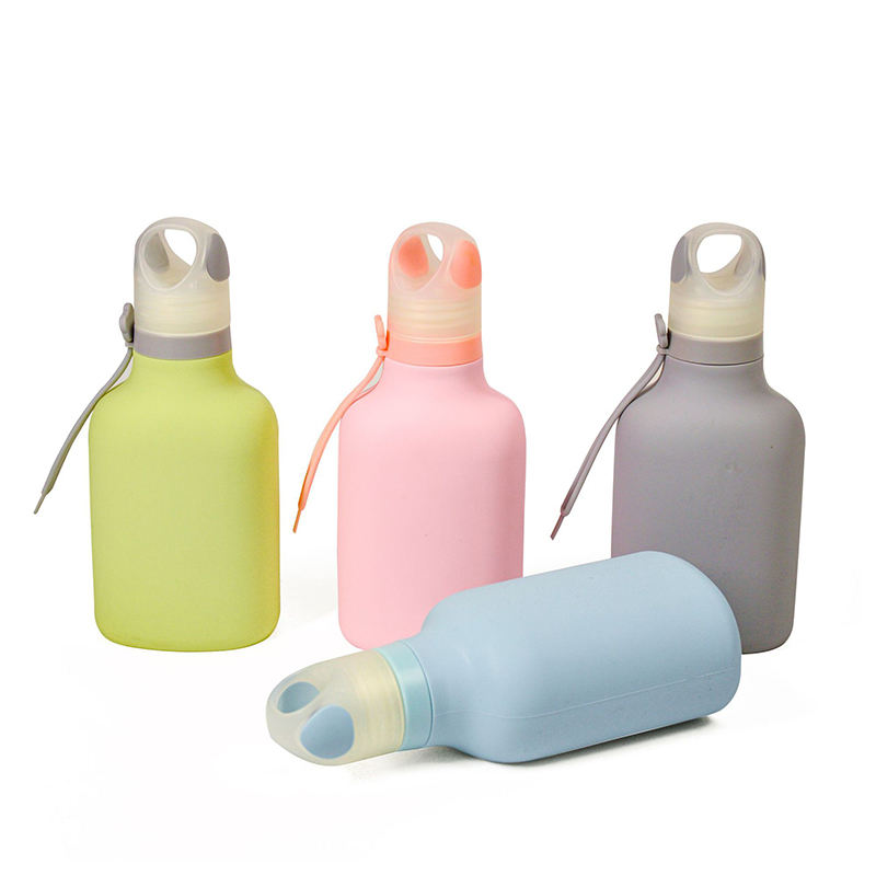 500Ml Custom Leakproof Sport Reusable Silicone Portable Foldable Water Bottle With Rope Lid