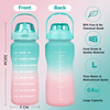 64 oz Water Bottle Large Half-gallon Water Bottle with Time Stamp Suitable for Fitness, Gym and Outdoor Sports
