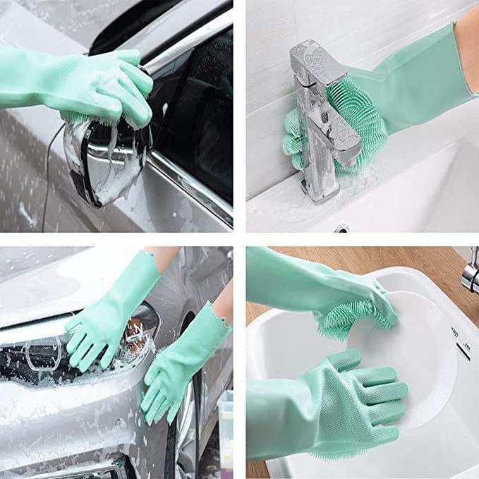 Wholesale Multifunction Silicone Reusable Dishwasher Rubber Scrubbing Kitchen Gloves Dish Washing Tools