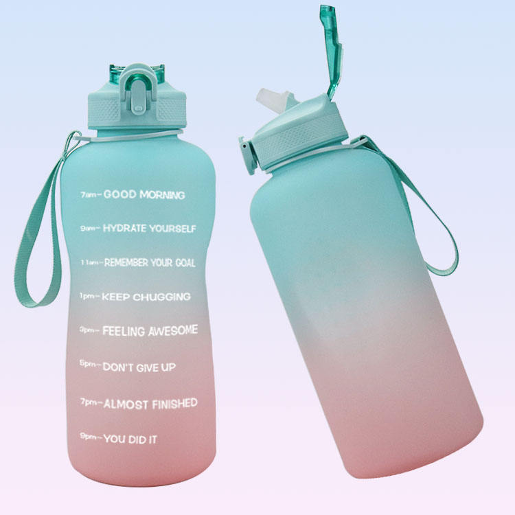 Large Capacity 2000ml Scale Sports Water Cup Portable Straw Plastic Kettle