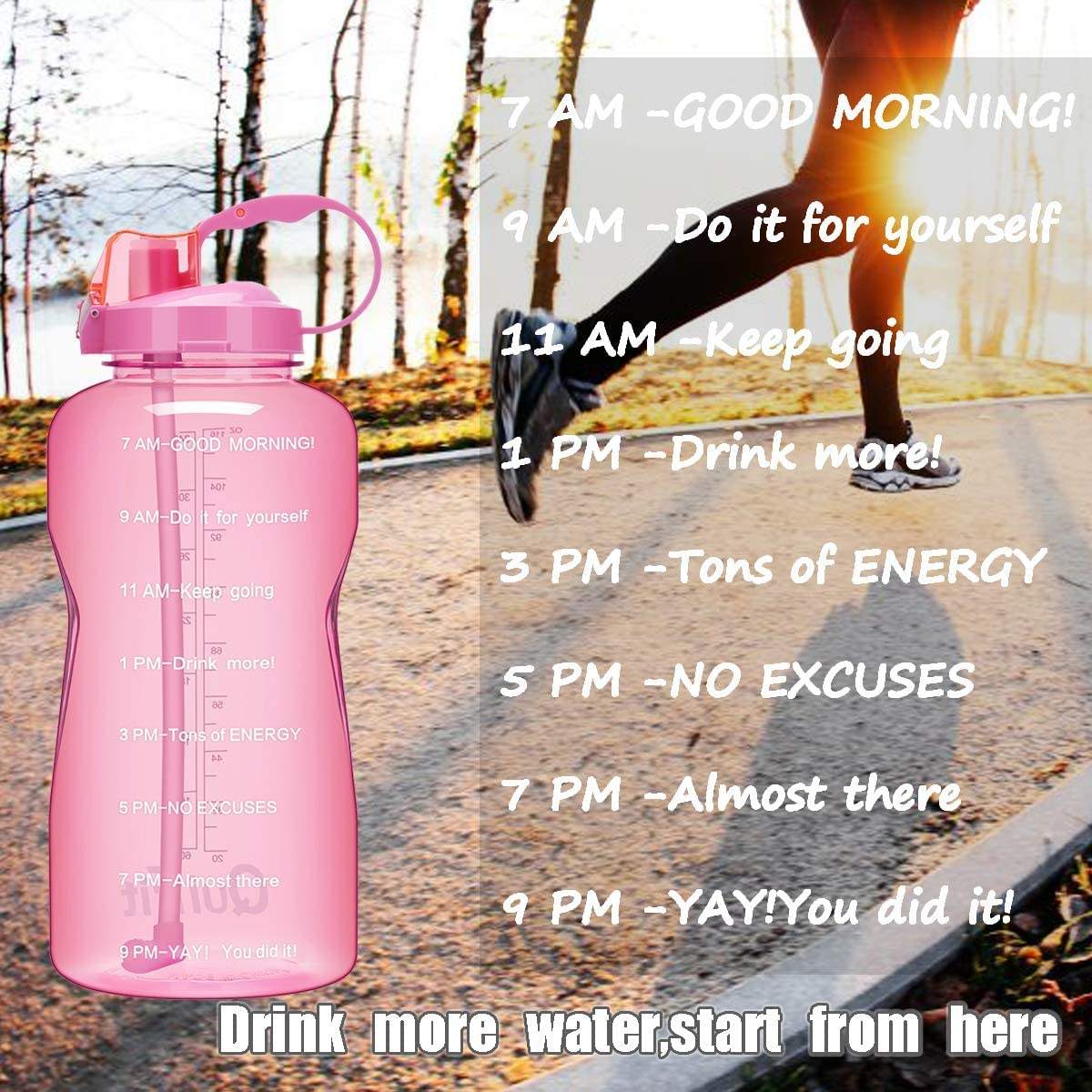 2022 New Product Gym Custom Logo 64oz 2L Motivational Water Bottle Straw With Time Stamp Straw Filter Plastic Bottle
