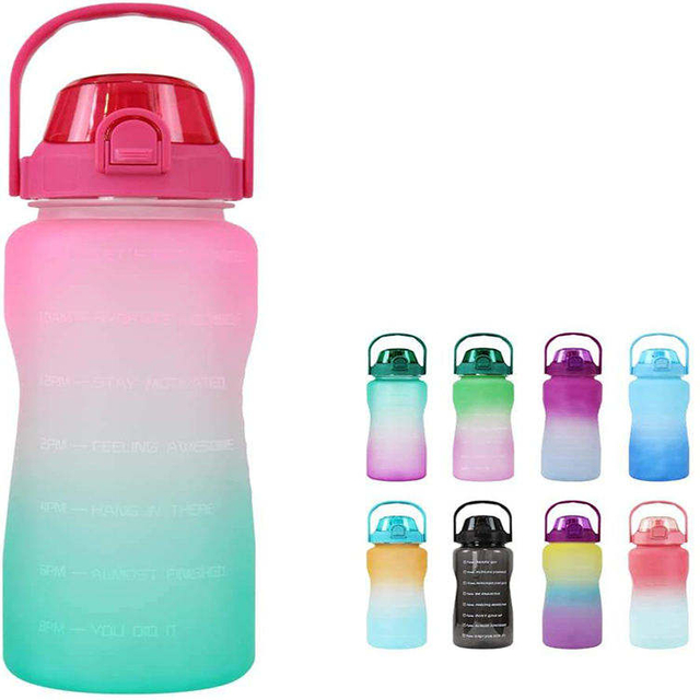 2200Ml Wide Mouth Portable Large Capacity Fancy Motivational Plastic Gym Sports Water Bottle Bottles for Adults