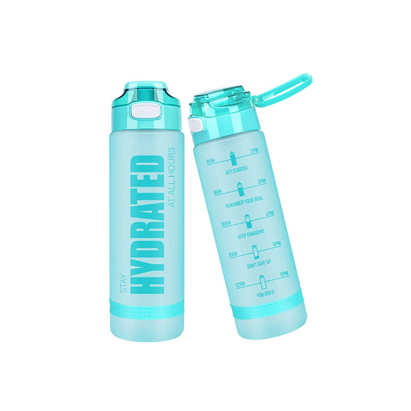 32oz Leakproof BPA Free Water Bottle Best Sports Motivational Plastic Water Bottle with Time Marker