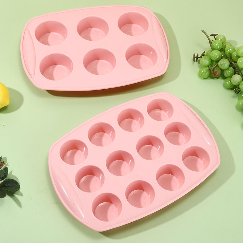 Non Stick 12 Cavity Silicone Mini Round Muffin 6 Cavity Cups Baking Cake Chocolate Mold
