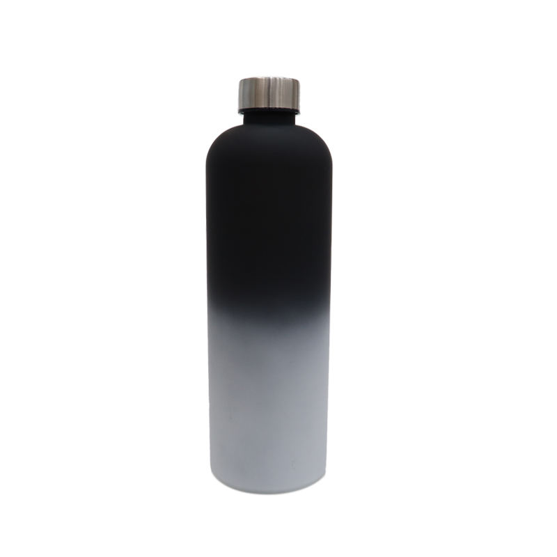 New Arrival Colorful Gradient Sports Water Bottle 1L Plastic Cup With Stainless Steel Lid and Time Marker