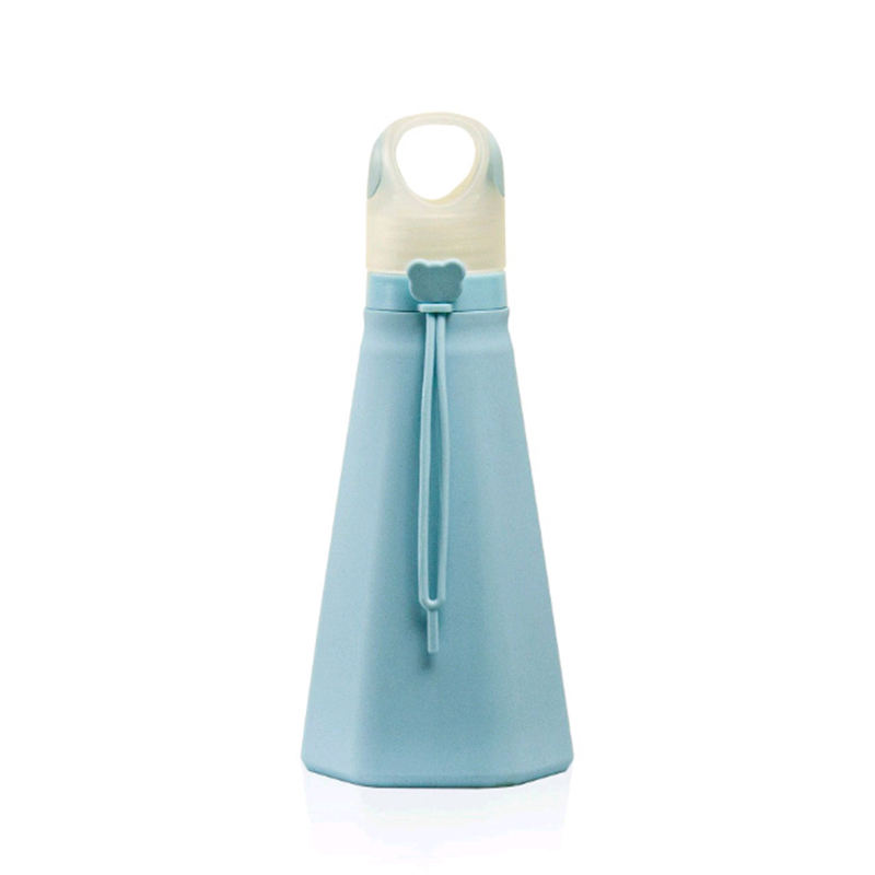 500Ml Outdoor Sport Colorful Kawaii Cute Silicone Portable Foldable Water Bottle With Strap Handle