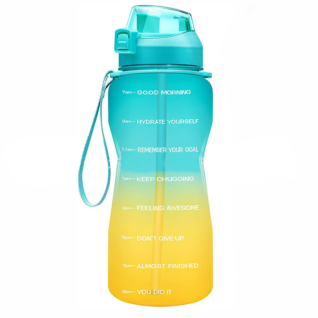 2022 64oz Half Gallon Motivational Water Bottle with Time Marker BPA Free Water Jug