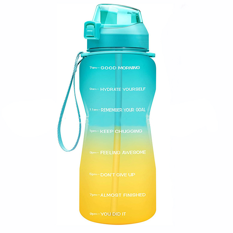 2022 64oz Half Gallon Motivational Water Bottle with Time Marker BPA Free Water Jug