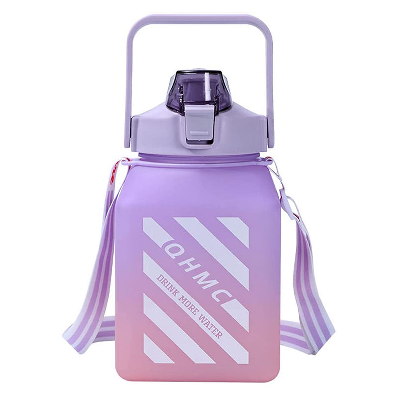 1500ML 2000ML Custom 2 Liter Plastic Water Bottle with Straw Gradient Color with Times to Drink