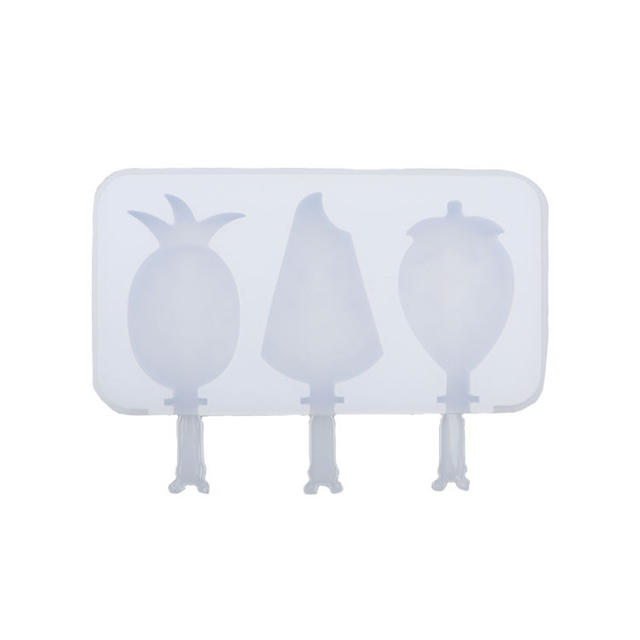 Silicone Ice Pop Molds Ice Cream Bar Mold Fruit Shape 3 Pieces Popsicle Molds with Plastic Sticks