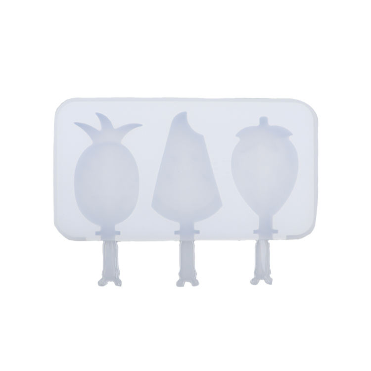 Silicone Ice Pop Molds Ice Cream Bar Mold Fruit Shape 3 Pieces Popsicle Molds with Plastic Sticks