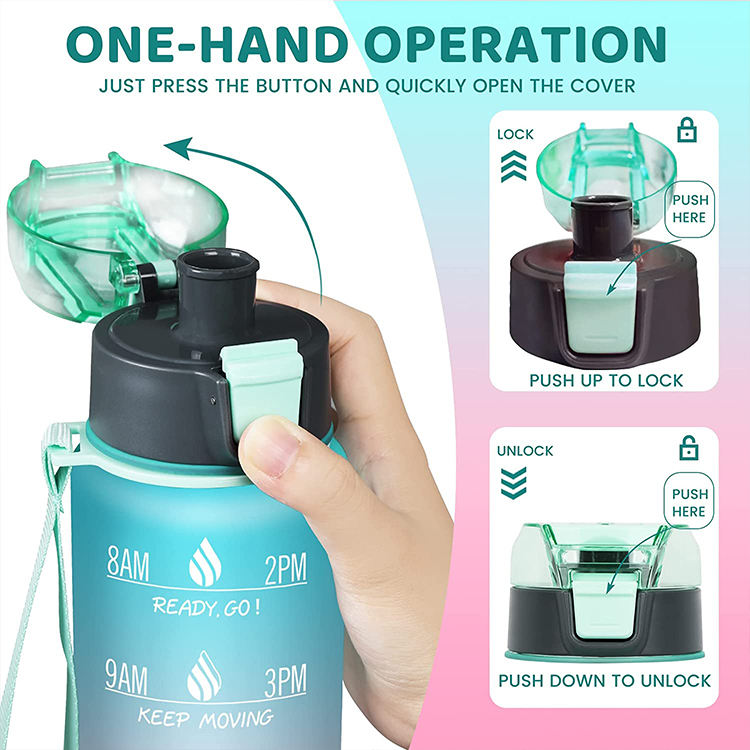 Wholesale Eco Friendly Plastic Water Bottle Custom Motivational Sublimation Bpa Free 32oz Reusable Gym Gallon Sport Water Bottle