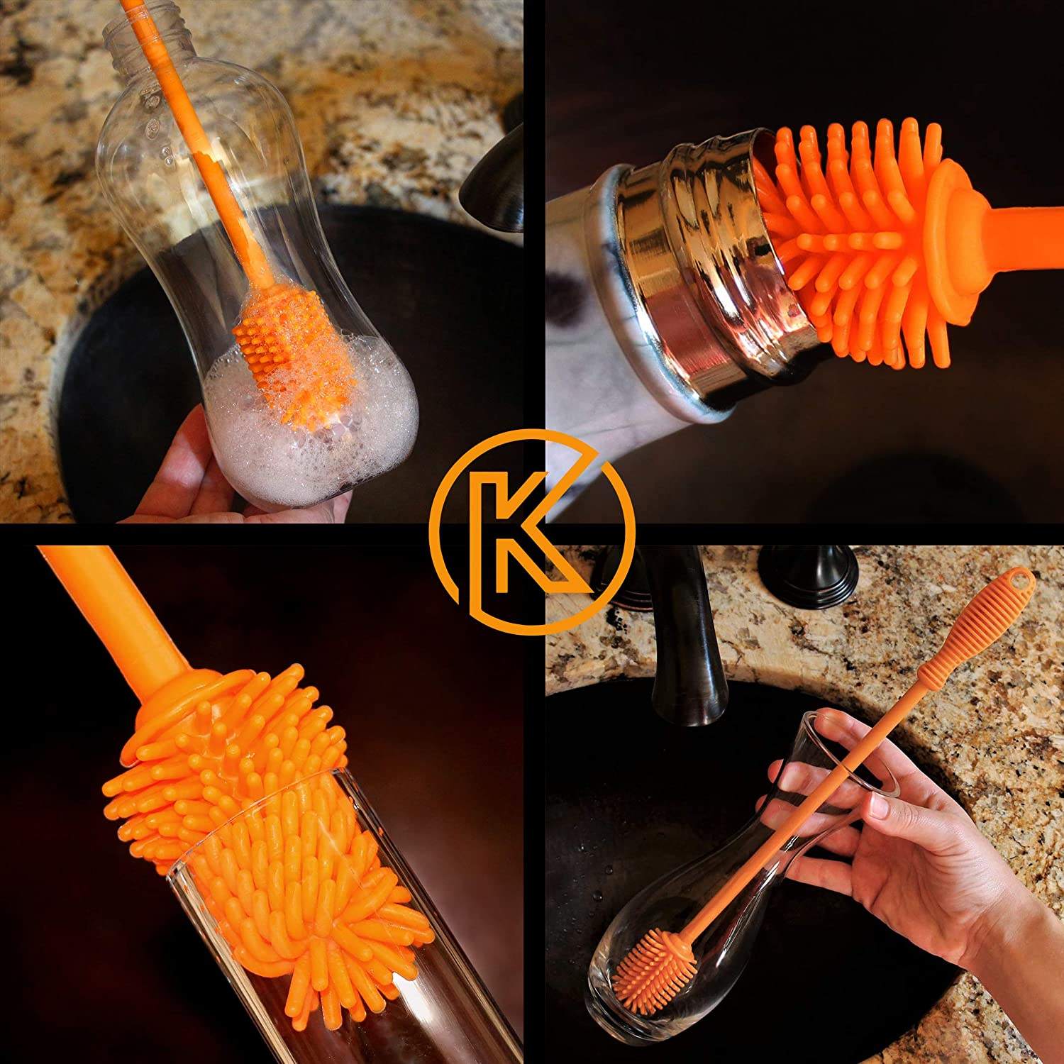 Food Grade Silicone Baby Feeding Milk Water Kitchen Set Drink Wineglass Bottle Glass Cup Washing Cleaning Brushes