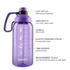 2200Ml Custom Logo Transparent Big Capacity Motivational Plastic Water Bottle With Straw