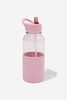 Large Capacity Fitness PETG Sports Water Bottle 1L 32OZ Water Bottle with Straw Plastic Water Bottle Anti-slip Silicone Sleeve