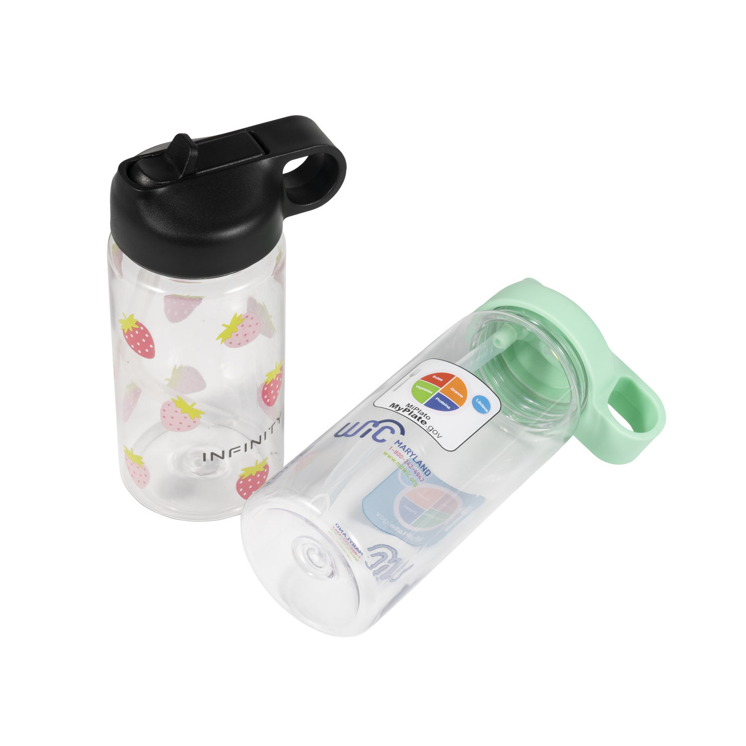 Kids Portable Handle Reusable Printed Pattern Water Bottle 500ml Safe Plastic Water Cup