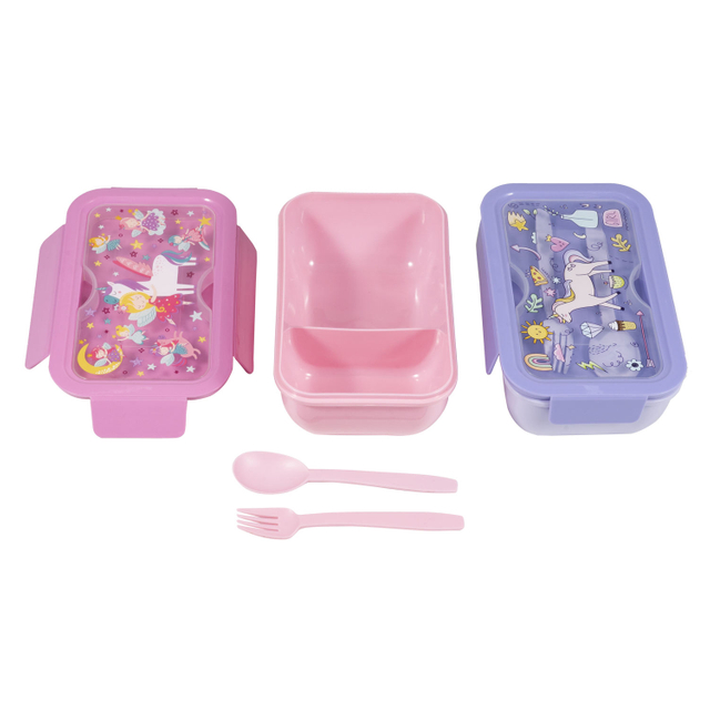 Custom 1000ml Eco Friendly Kids Food Grade Bento Box With Partition Layer Portable Spoon