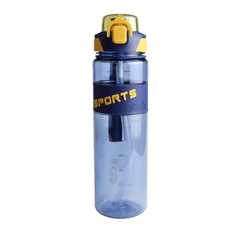 32oz Eco Friendly Wide Mouth with Straw and Handle Rope Portable Plastic Water Bottle Anti-slip Silicone Ring
