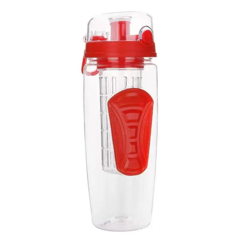 A Customized logo 32oz Sport Plastic Water Bottle Without BPA Free with a Fruit Filter