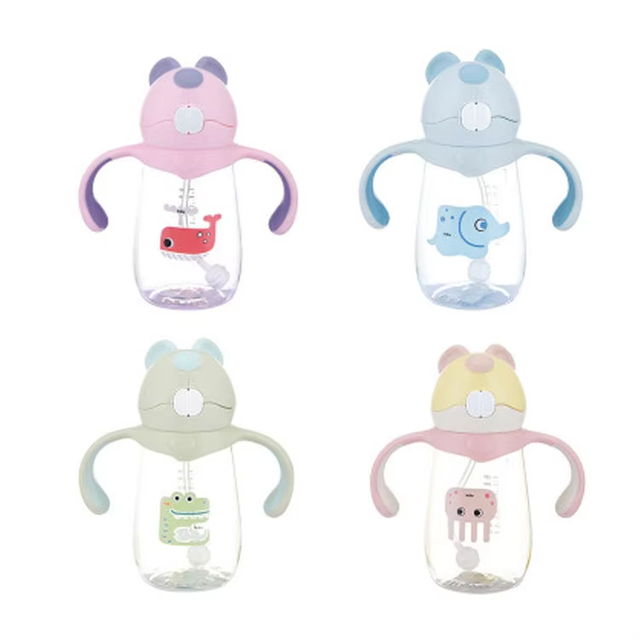 300Ml 500Ml Bpa Free Tritan Cartoon Cute Plastic Water Bottle With Capacity Scale With Handle for Kids