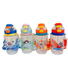 Custom logo Children's Water Cup One Touch Flip Top Water Bottle Plastic Straw Cup with a Shoulder Strap Plastic Cup for Kids