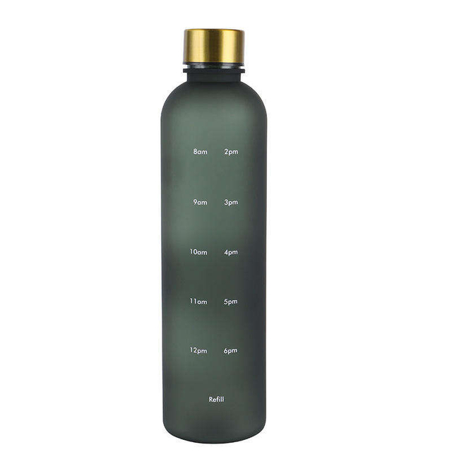 1L 32oz Fitness Lightweight Gym Gradient Water Bottle With Time Marker and Lid