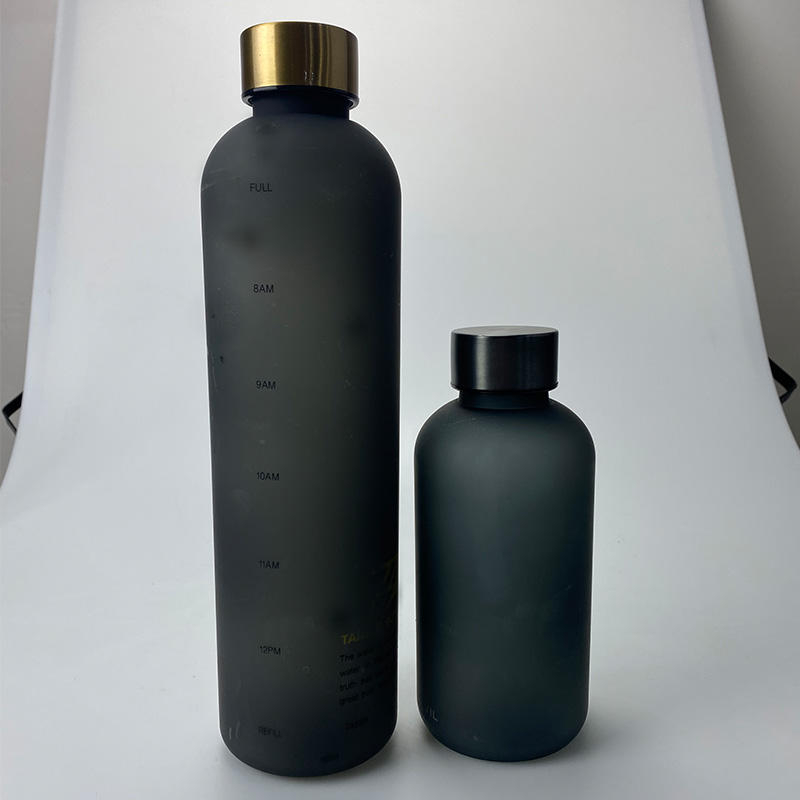 16oz Kids Back to School Plastic Bottle Tritan Time Marker Leak Proof Plastic Frosted White Motivational Bottle