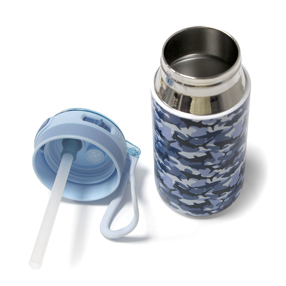 350ml Custom Logo Stainless Steel Water Cup Leakproof Insulated Kids Water Bottle With Straw Lid Food Grade Cute Cup