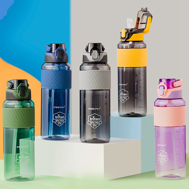 BPA Free Tritan Bottle 34OZ Plastic Custom Gym Fitness Sport Water Bottle With Straw