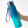 500/600/1000ml BPA FREE Plastic Water Bottle with Motivational Words and Rope Gradient Paint Sport Water Bottle