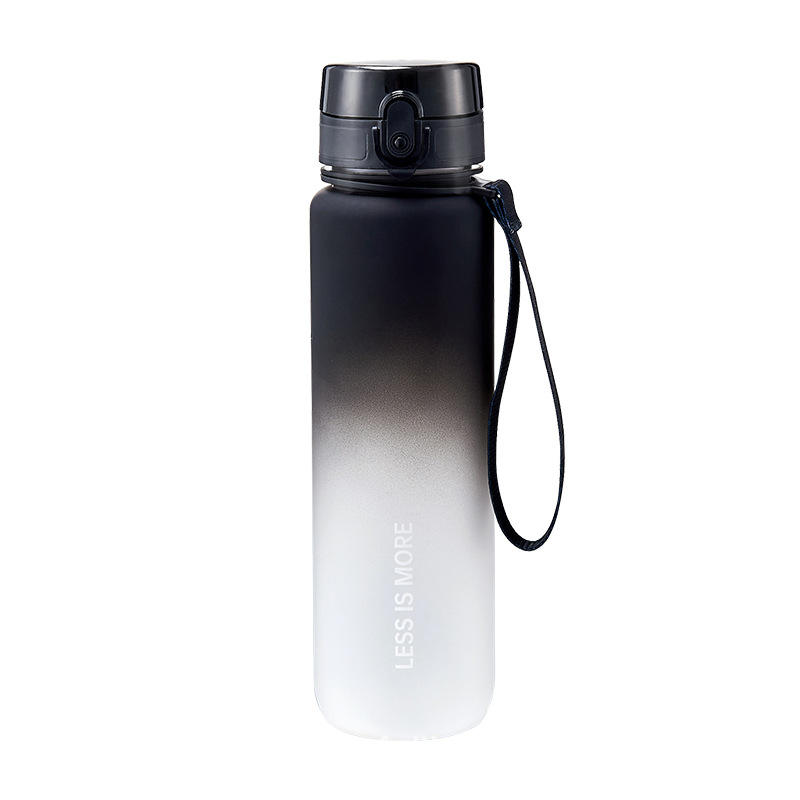 500/600/1000ml BPA FREE Plastic Water Bottle with Motivational Words and Rope Gradient Paint Sport Water Bottle