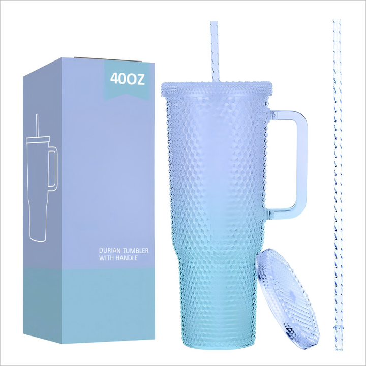 New Upgraded Water Cup BPA Free 40oz Double Wall Straw Plastic Cup Durian Cup for Gym