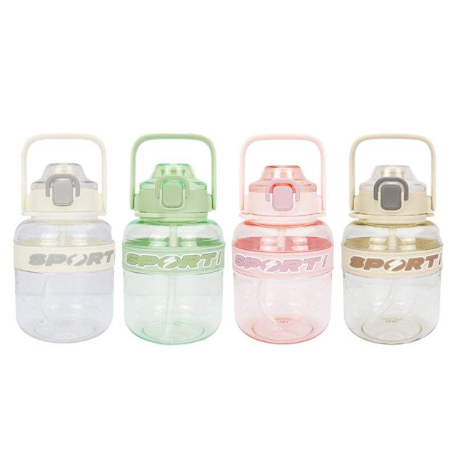 32oz 1L Plastic Water Bottle in the Shape of a Cylinder with Soft Straw Lid BPA Free Safe