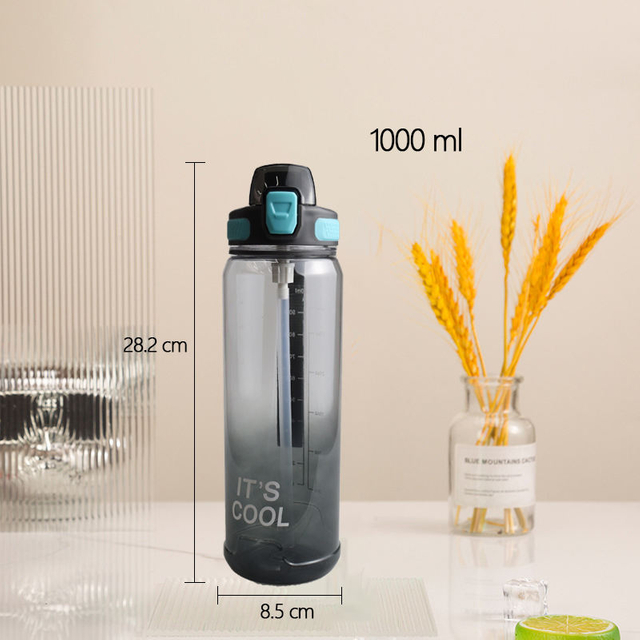 Custom Color and logo High Aesthetic Outdoor Fitness Portable 1L Large Capacity Water Bottle