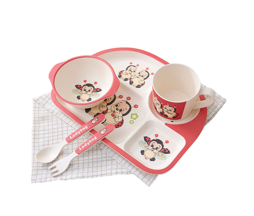 Customized Bamboo Fiber Kid Dinnerware Kids Eating Tableware Set