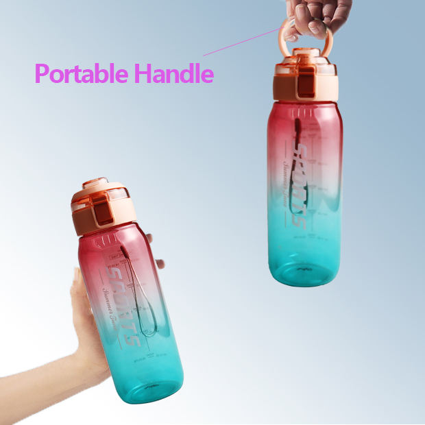 21oz High Quality Portable Children's Color Gradient Outdoor Direct Drinking 600ml Plastic Water Bottle