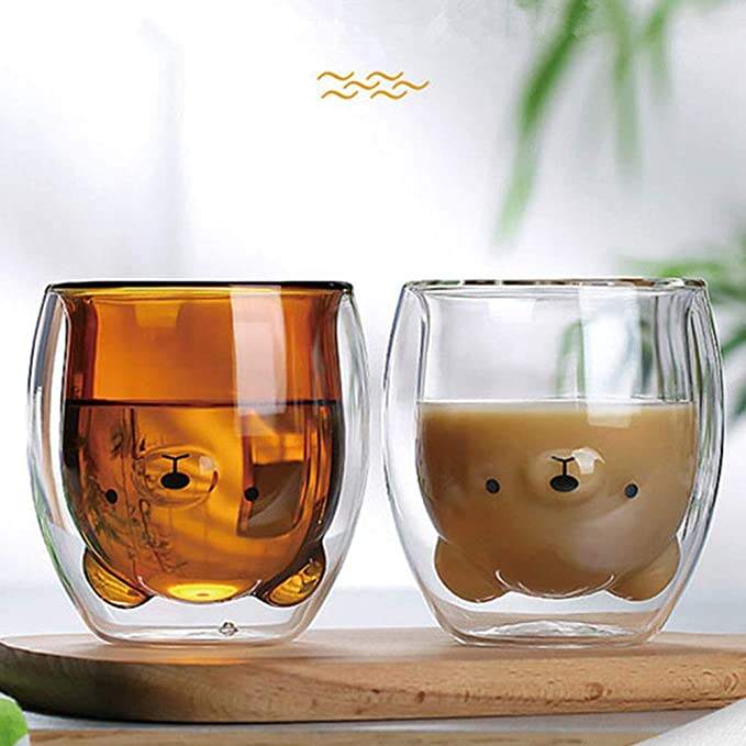 Cute Animal Shape Transparent Coffee Cup Gift Cup Double Wall High Borosicility Glass Water Bottle