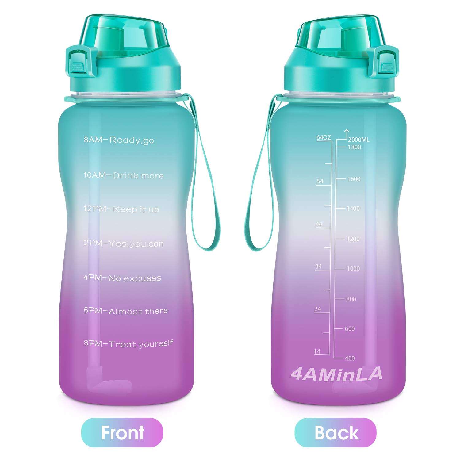2.2L Large Motivational Gym Fitness Sports Plastic Water Bottle with Custom logo Motivation Bottle