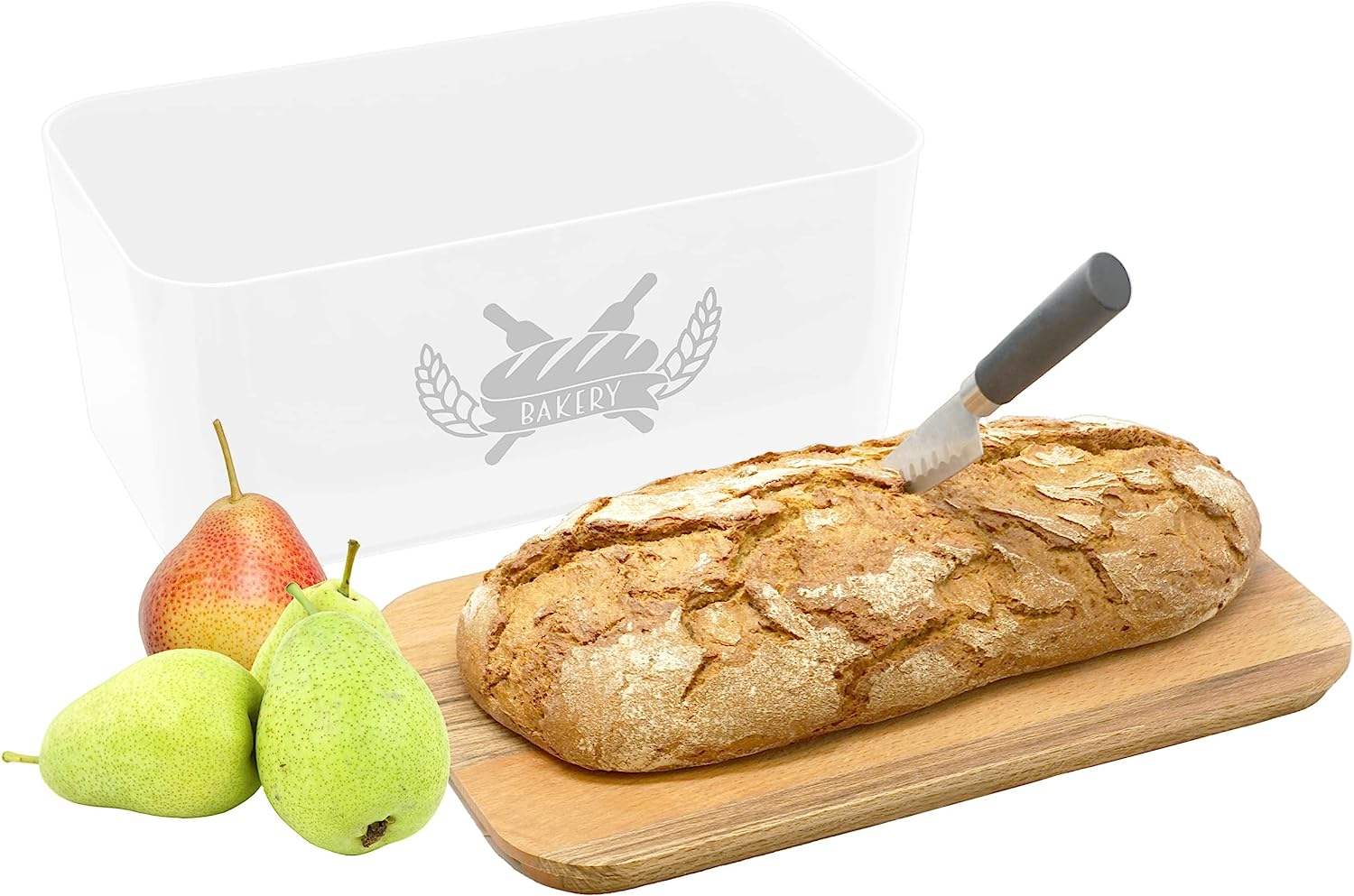 RPET Recycle Plastic Bread Box with Bamboo Cutting Board Lid Bread Storage Container for Kitchen Counter