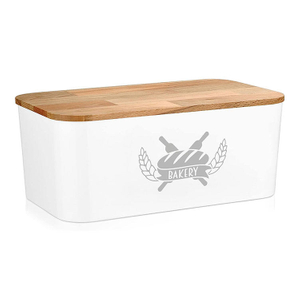 RPET Recycle Plastic Bread Box with Bamboo Cutting Board Lid Bread Storage Container for Kitchen Counter