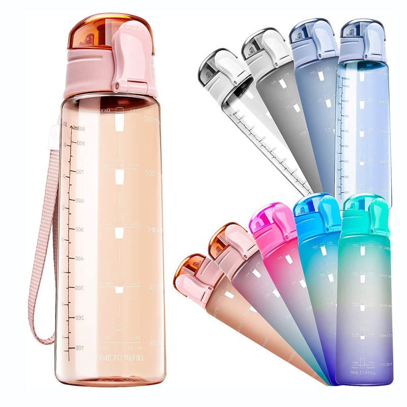 Large Capacity 1000ML Plastic Water Bottle With Rope Portable Outdoor Frosted Bottle for Hiking Camping Travel Free BPA