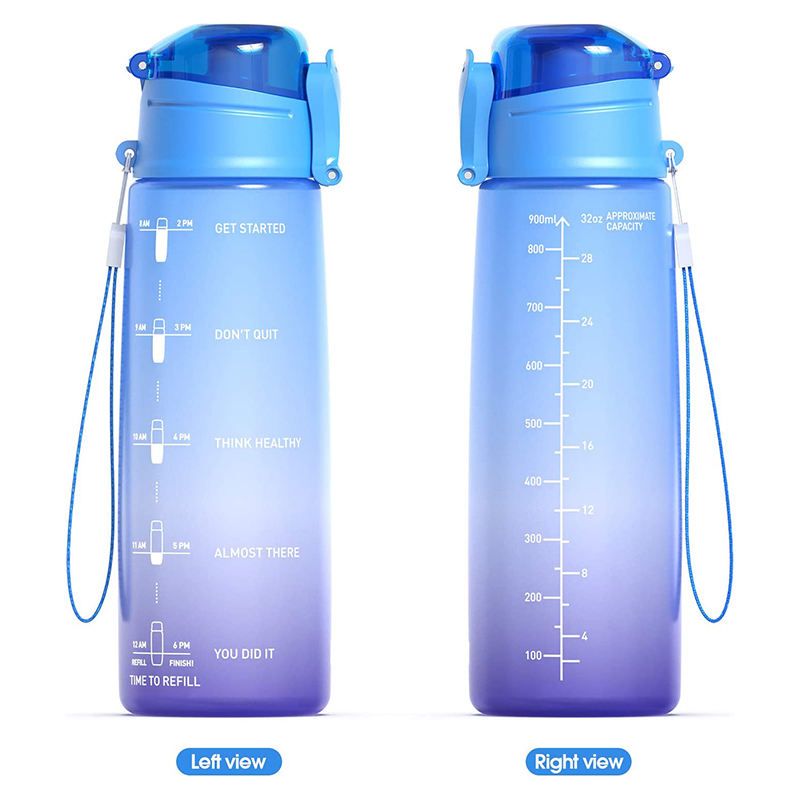 Wholesale Eco Friendly Tritan Plastic Sport Water Bottle With Time Marker Custom Straw Lid Drink Motivational Water Bottle